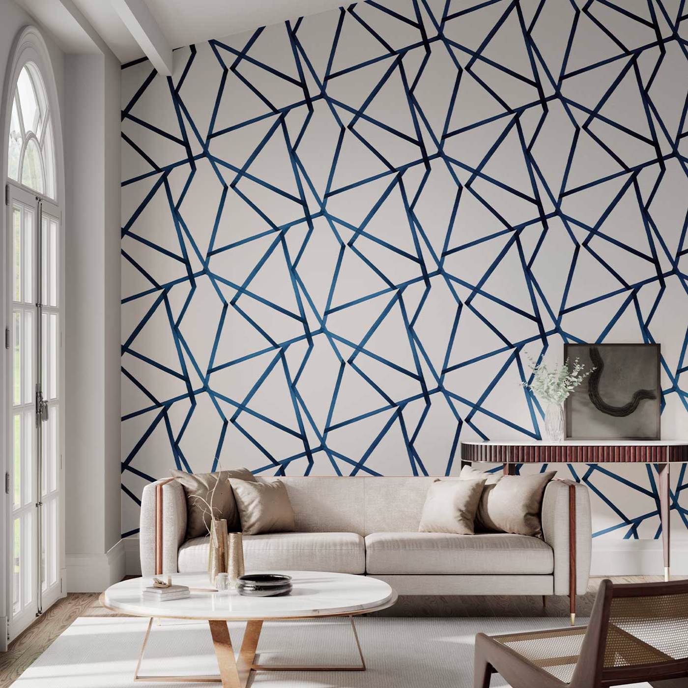 Sumi Wallpaper - Linen/Indigo - HMOW110887