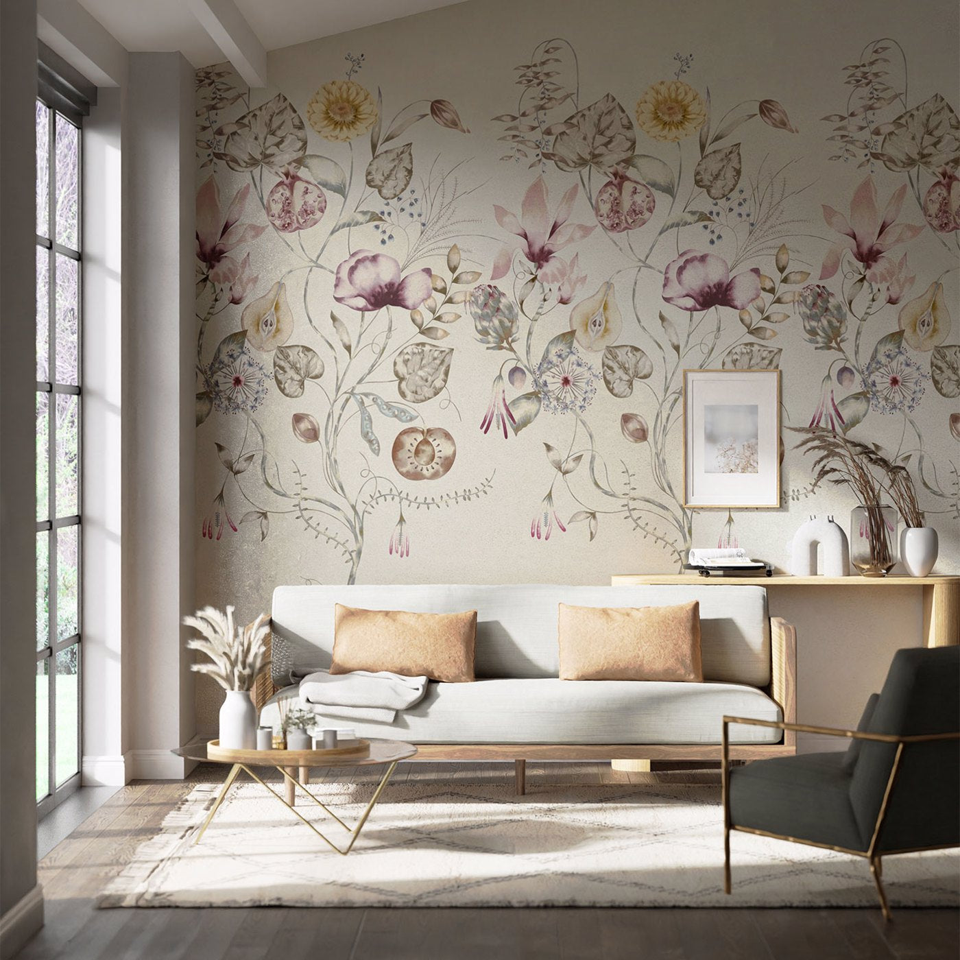 Quintessence Wallpaper - Ochre / Olive / Heather - HSTO111488