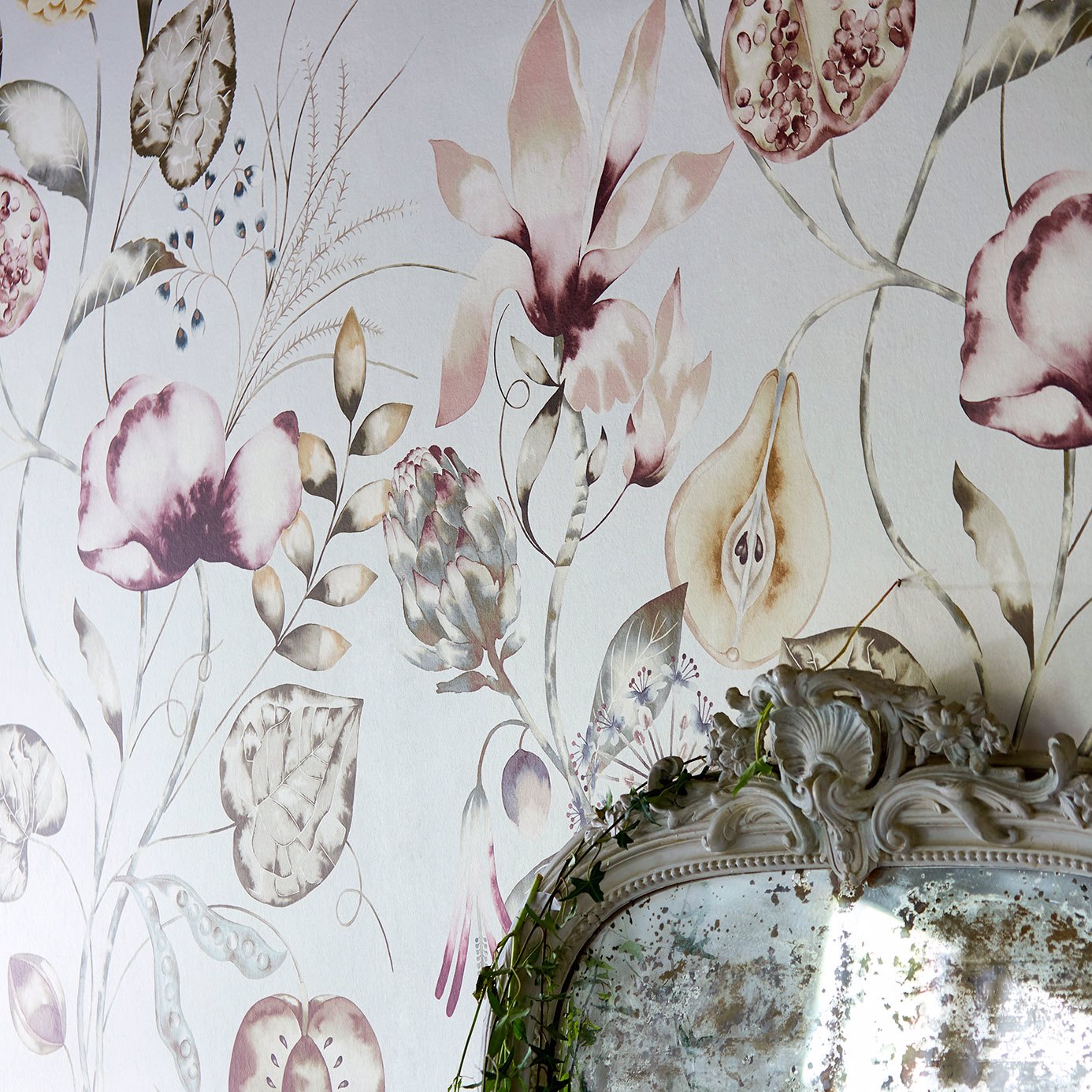 Quintessence Wallpaper - Ochre / Olive / Heather - HSTO111488