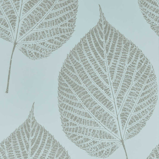 Leaf Wallpaper - Sky/Gilver - HTEW112610