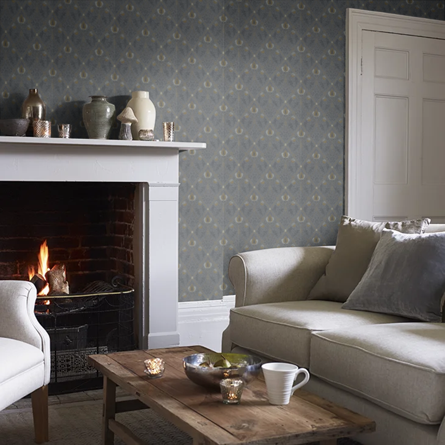 Pure Trellis Wallpaper - Black Ink - 216527- β Morris Wallpaper