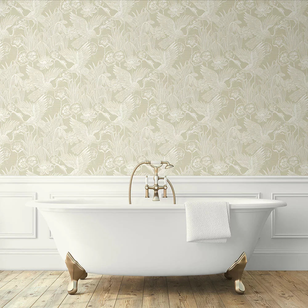 Floral Heron Peel & Stick Wallpaper