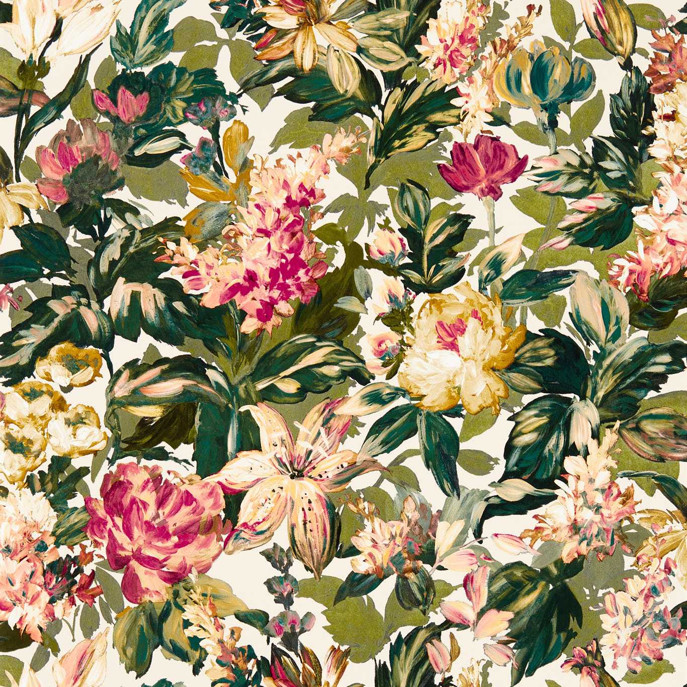 Lilum Wallpaper - Olive/Raspberry - W0158/03