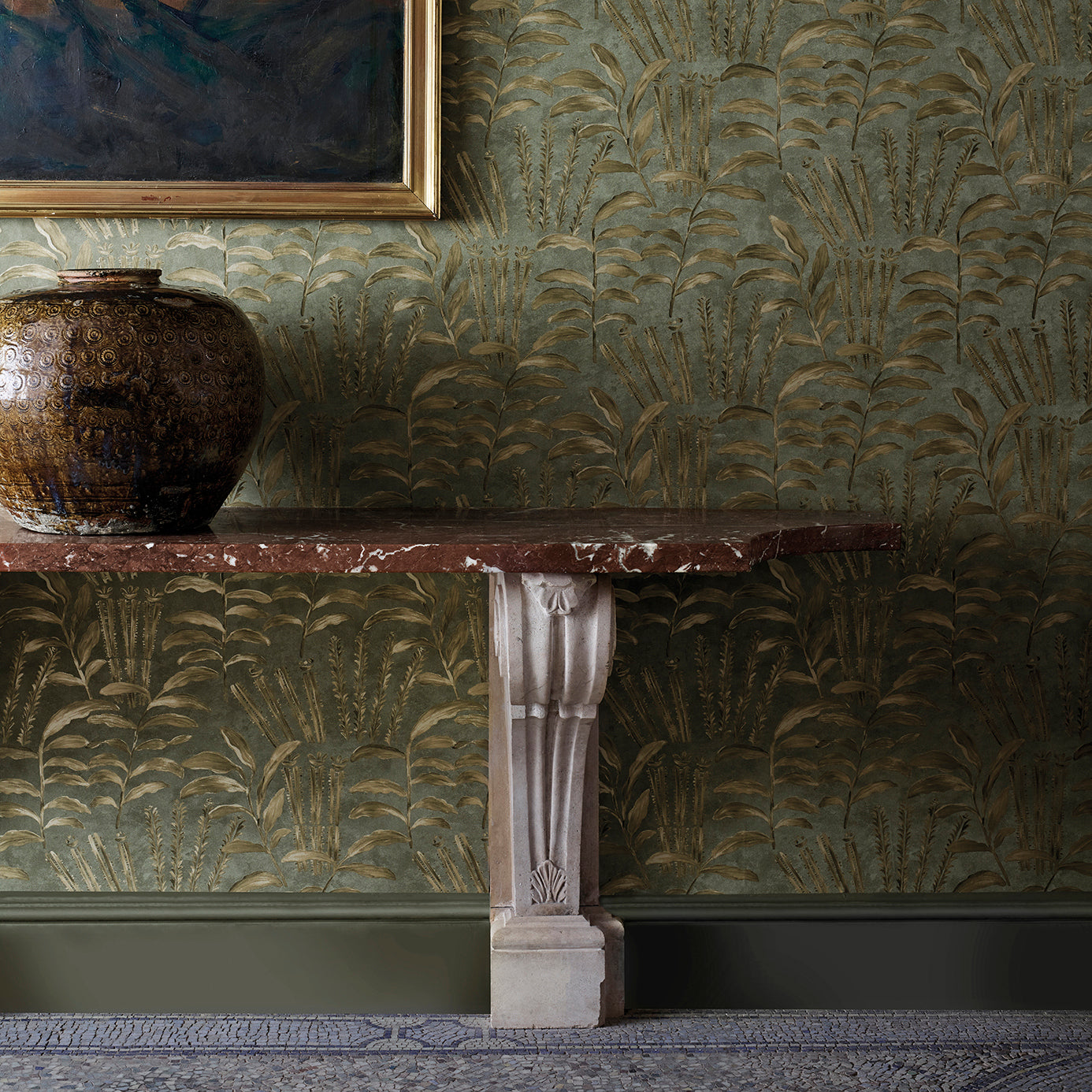 Highclere Wallpaper - Olivine - ZDAR312854