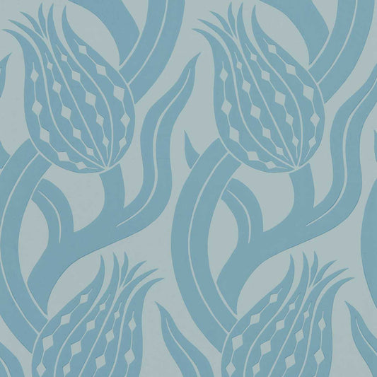 Persian Tulip Wallpaper - Blue Stone - ZHIW312997