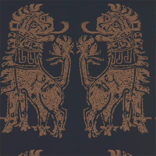 Sicilian Lion Wallpaper - Bone Black/Coppper - ZPLW312979