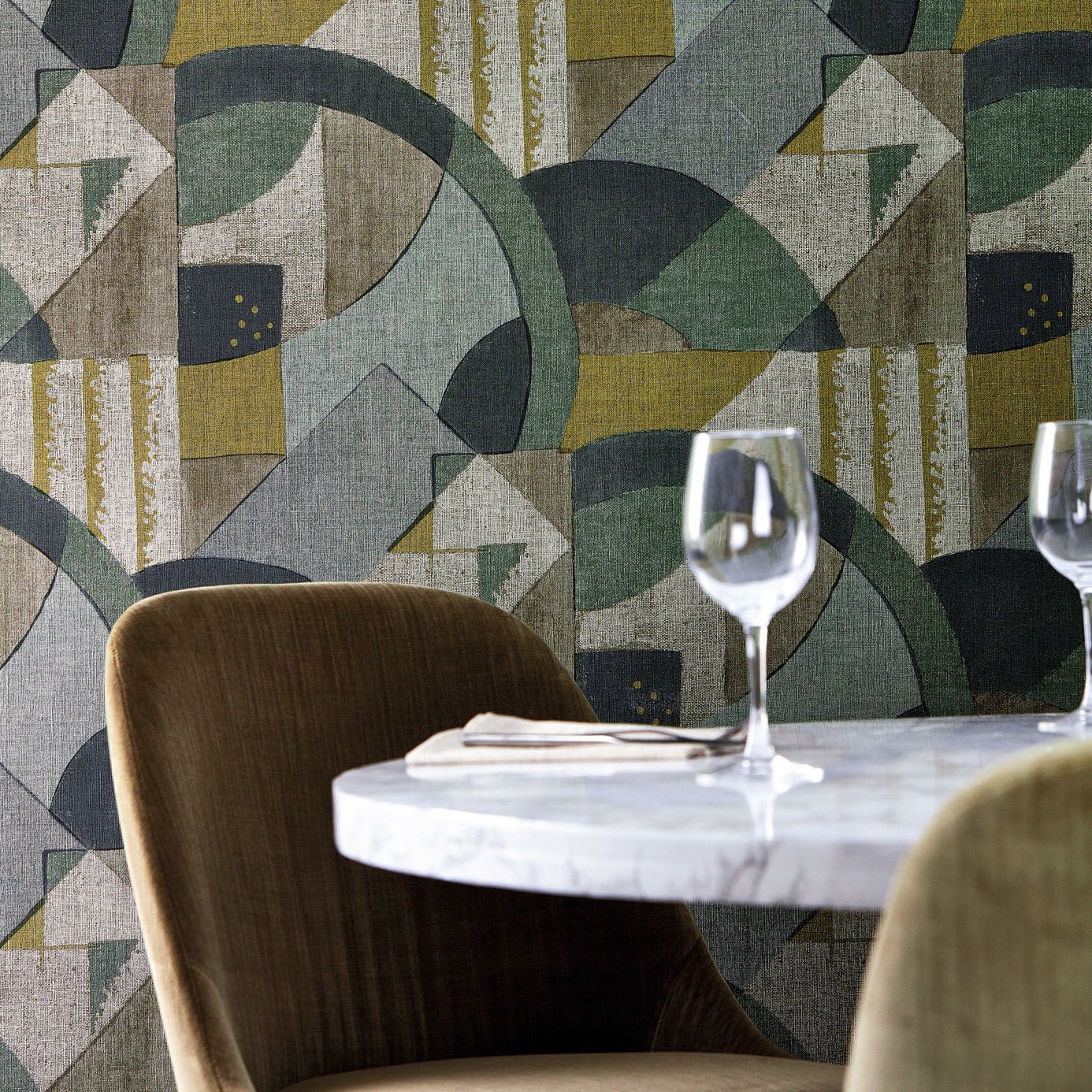 Abstract 1928 Wallpaper - Antique Olivine - Zoffany - ZRHW312887 - Morris Wallpaper