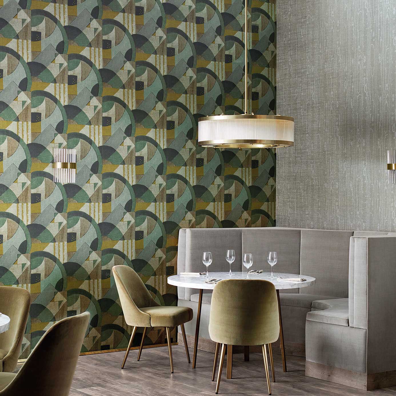 Abstract 1928 Wallpaper - Taupe - Zoffany - ZRHW312889 - Morris Wallpaper