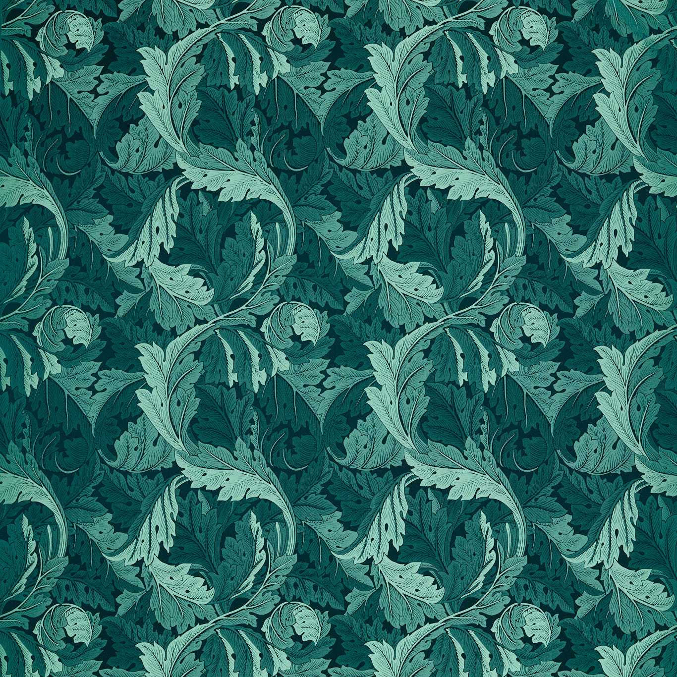 Acanthus Jacquard Fabric - Teal - Clarke & Clarke - F1740/06 - Morris Wallpaper