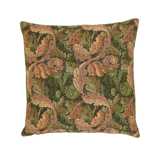 Acanthus Leaf Gold Tapestry Cushion with Feather Filler - Hines - 830-1 - Morris Wallpaper