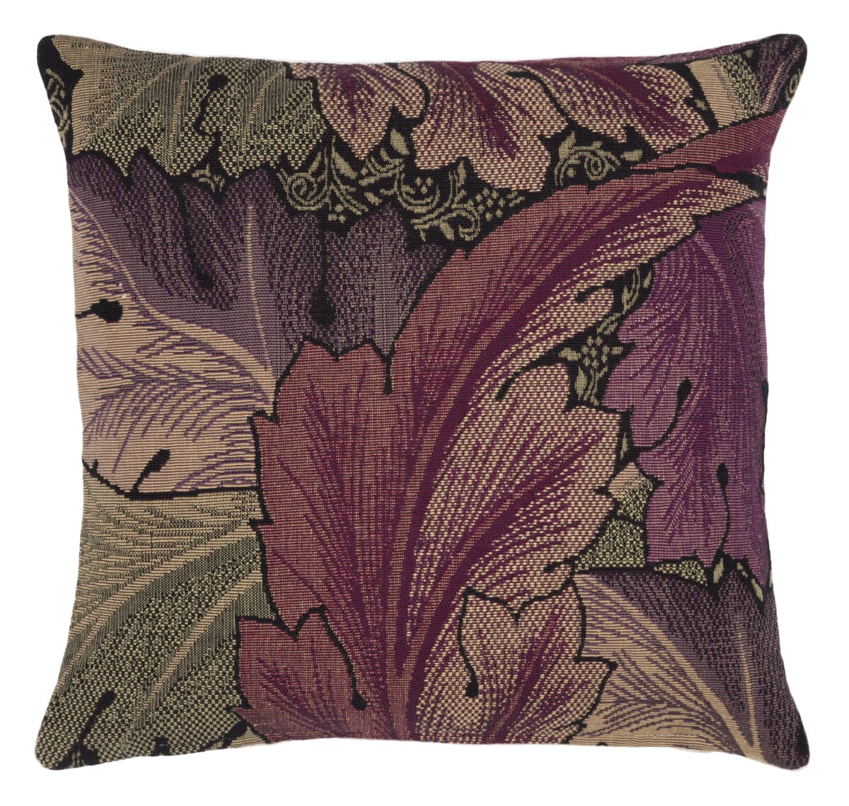 Acanthus Leaves Purple Cushion with Feather Filler - Hines - 590M - Morris Wallpaper