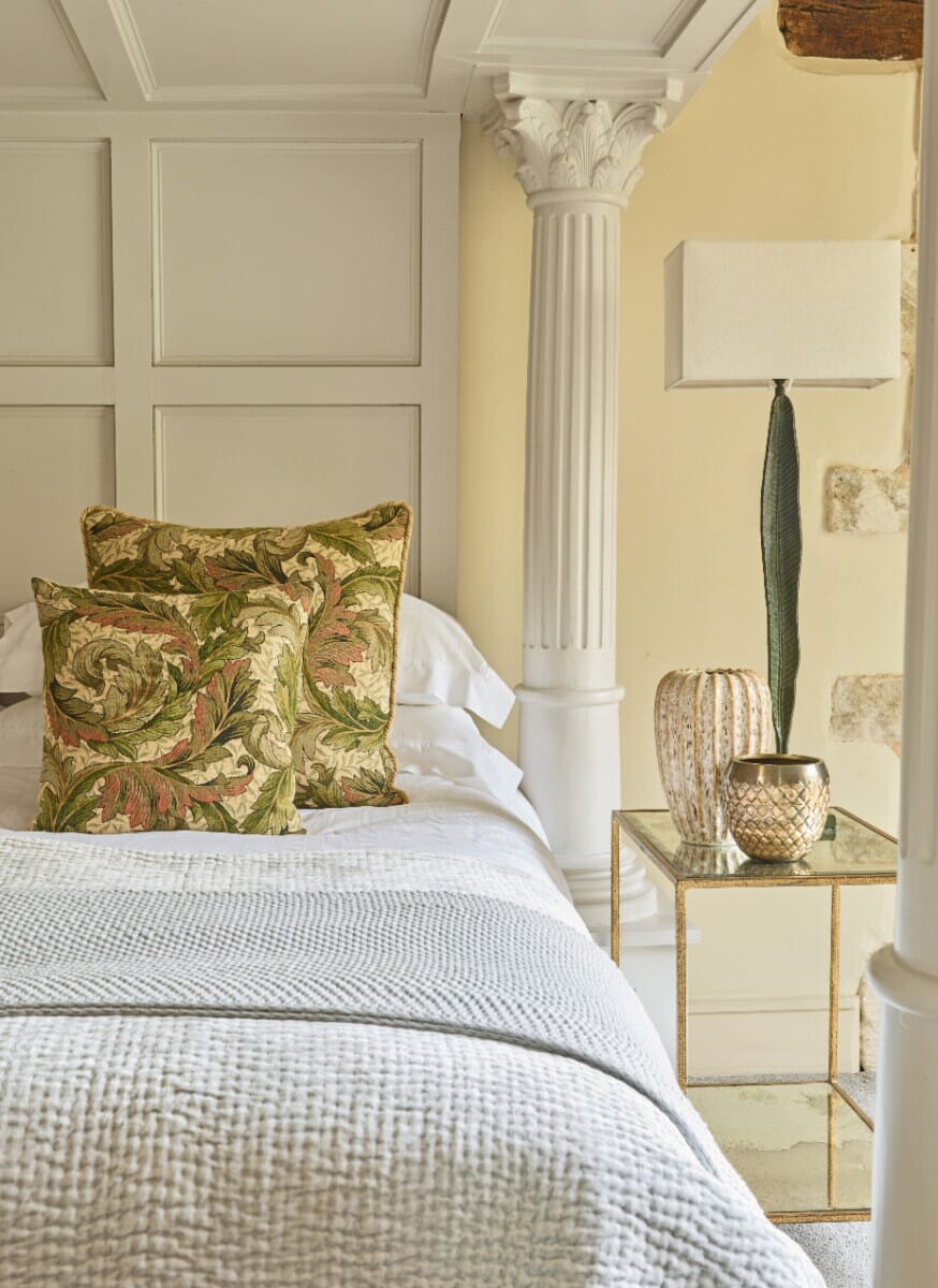 Acanthus & Lily Autumn Cushion with Gold Rope Cord with Feather Filler - Hines - 1117LP-1 - Morris Wallpaper
