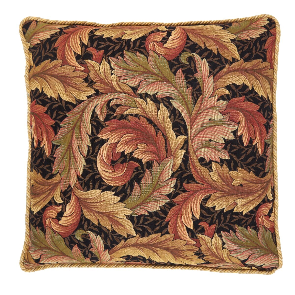 Acanthus & Lily Autumn Cushion with Gold Rope Cord with Feather Filler - Hines - 1117LP-1 - Morris Wallpaper