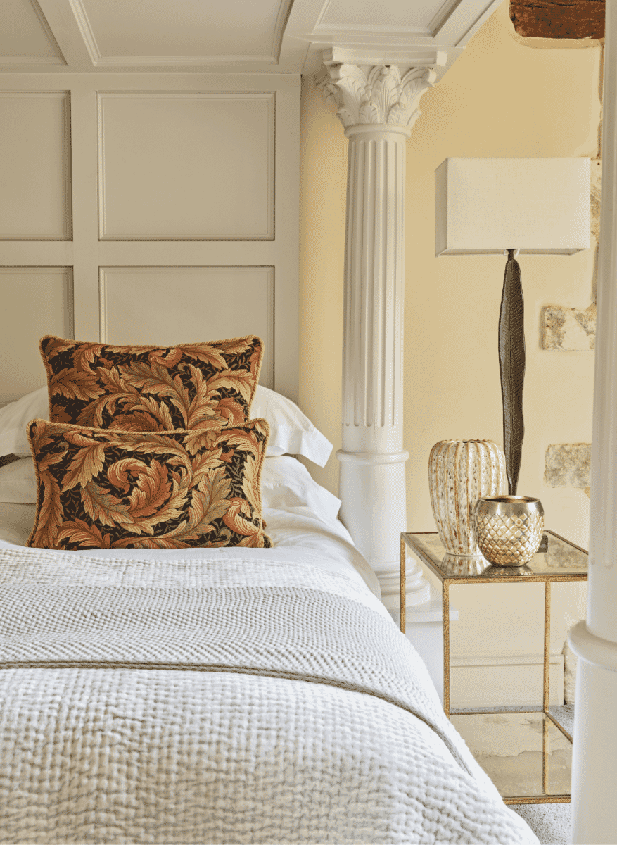 Acanthus & Lily Autumn Cushion with Gold Rope Cord with Feather Filler - Hines - 1117LP-1 - Morris Wallpaper