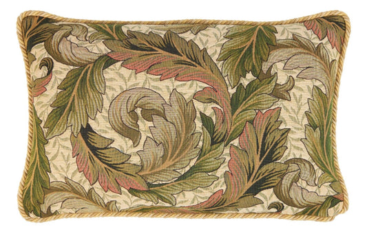 Acanthus & Lily Summer Cushion with Gold Rope Cord with Feather Filler - Hines - 1053LP-2 - Morris Wallpaper