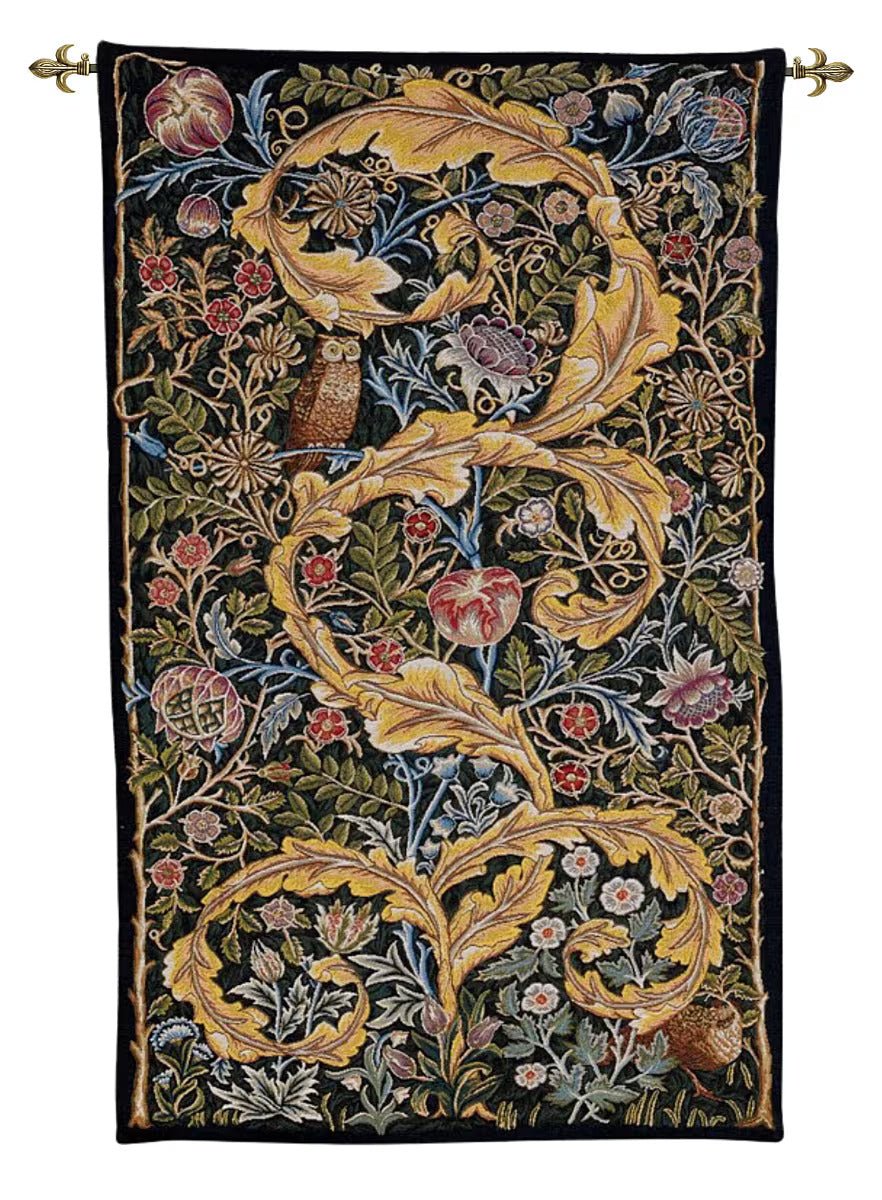 Acanthus & Owl Loom Woven Tapestry - 142 x 92 cm - Requires Rod Size 2 - Hines of Oxford - LW1044 - Morris Wallpaper