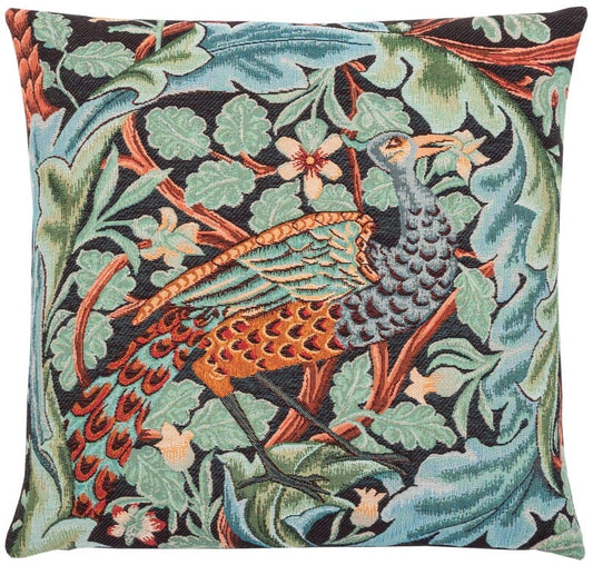 Acanthus & Peacock Tapestry Cushion with Feather Filler - Hines - 724 - Morris Wallpaper