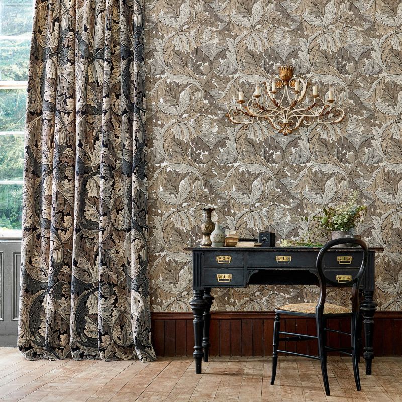 Acanthus Velvet Fabric - Charcoal/Grey - Morris & Co - 226399 - Premier Wallcovering