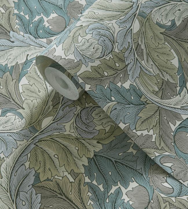 Acanthus Wallpaper - Colour Slate/Dove - W0175/03 - Clarke & Clarke - William Morris - Morris Wallpaper