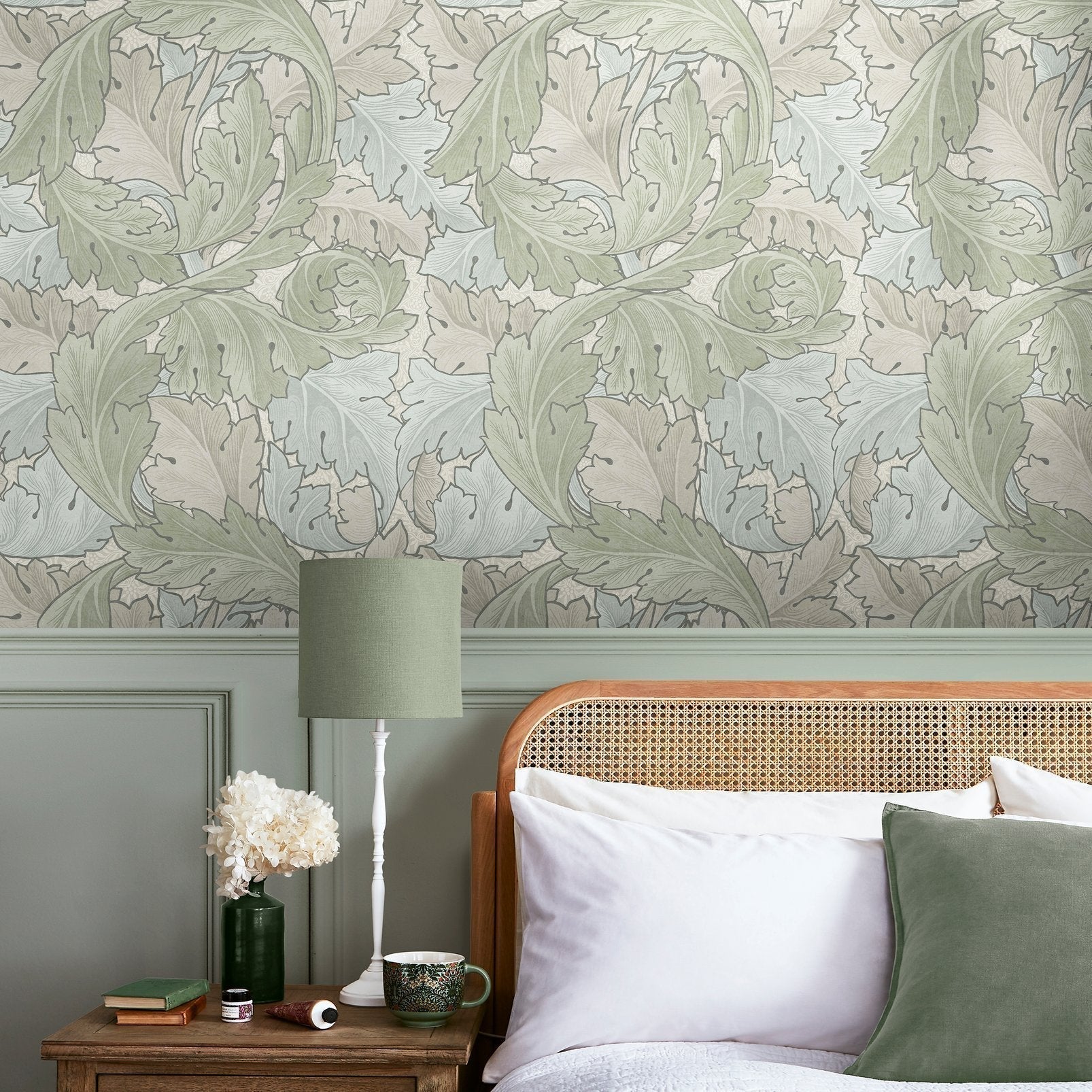 Acanthus Wallpaper - Sage & Duck Egg - 124228 - William Morris AH - Premier Wallcovering
