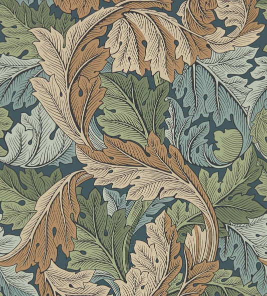 Acanthus Wallpaper - Slate Blue/Thyme - 216440 - Morris & Co - Morris Wallpaper