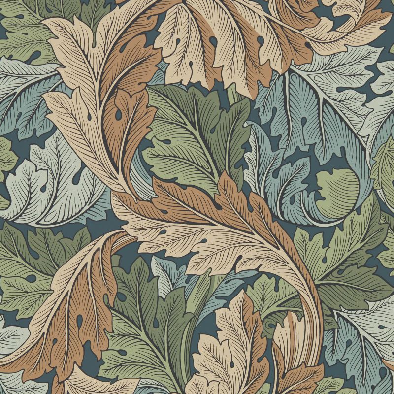 Acanthus Wallpaper - Slate Blue/Thyme - Morris & Co - 216440 - Morris Wallpaper
