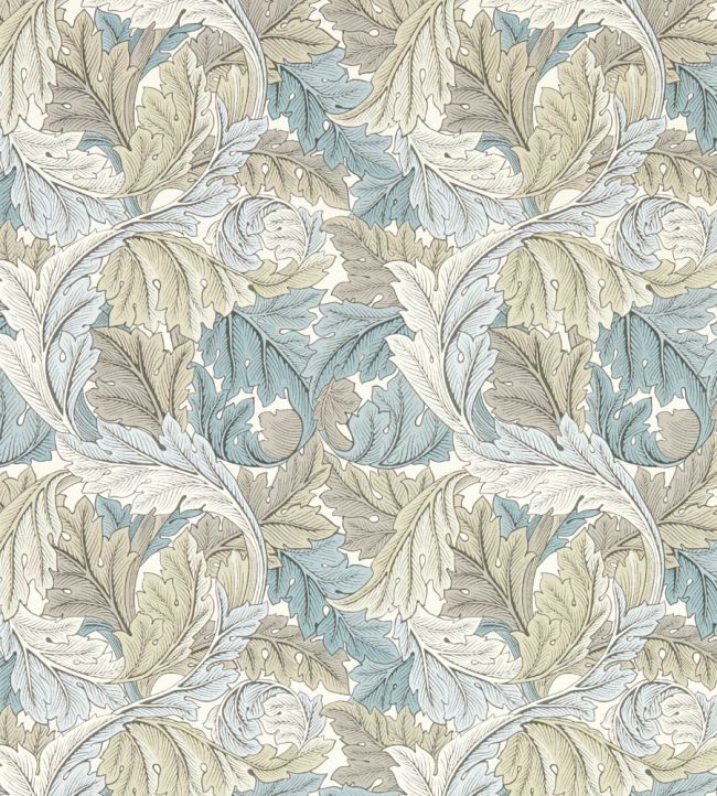 Acanthus Wallpaper - Slate/Dove - W0175/03 - Clarke & Clarke - Morris Wallpaper