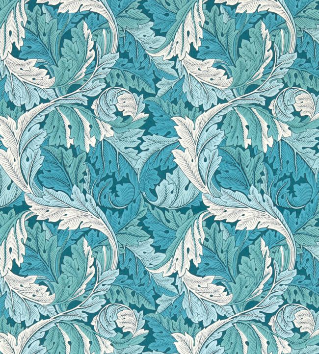 Acanthus Wallpaper - Teal - W0175/04 - Clarke & Clarke - Morris Wallpaper