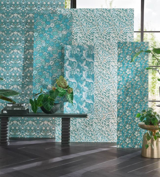 Acanthus Wallpaper - Teal - W0175/04 - Clarke & Clarke - Morris Wallpaper