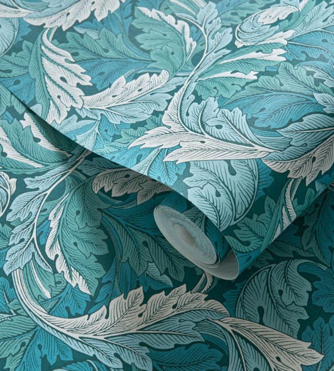 Acanthus Wallpaper - Teal - W0175/04 - Clarke & Clarke - Morris Wallpaper