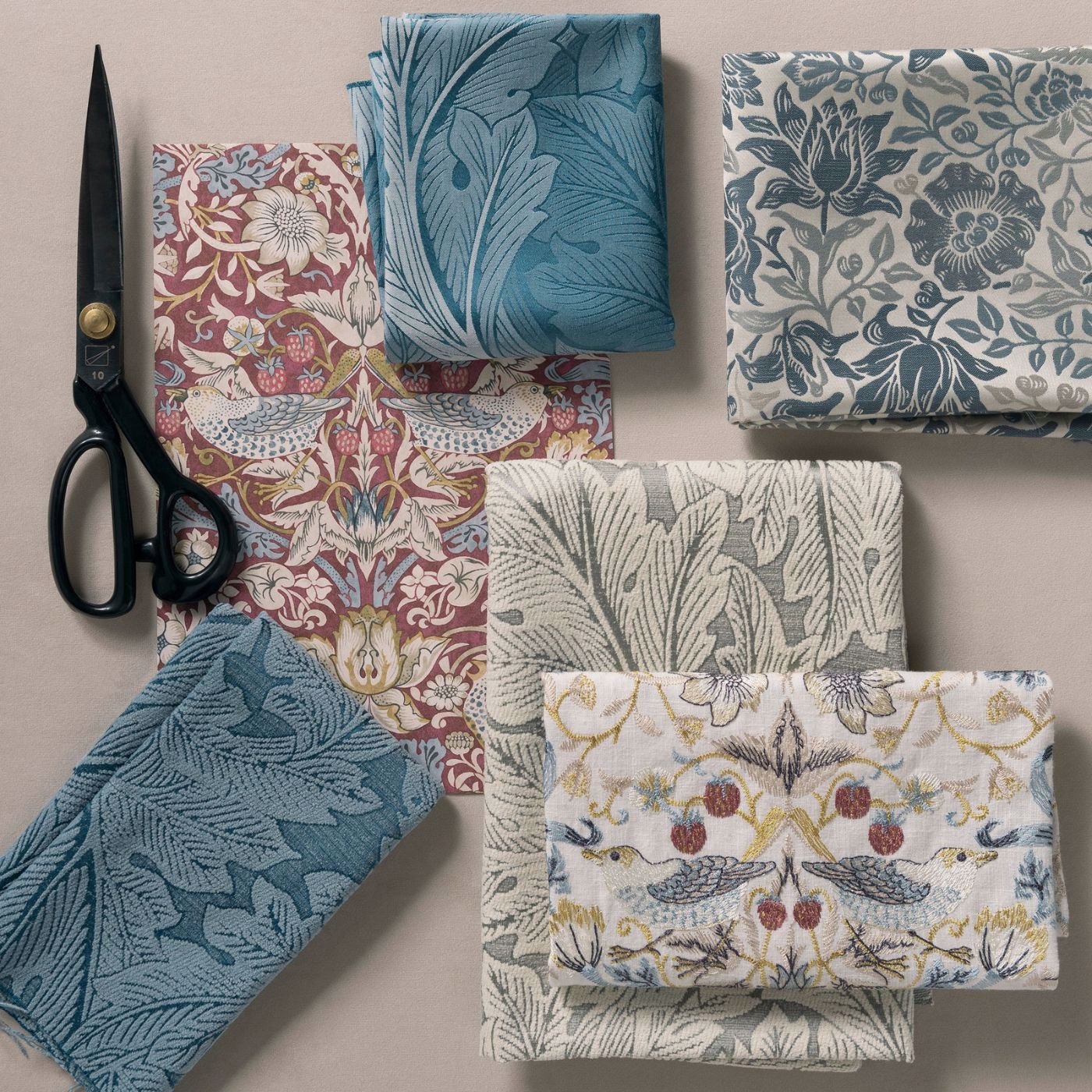 Acanthus Weave Fabric - Denim - F1741/02 - Clarke & Clarke