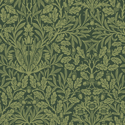 140490 - Acorn Wallpaper - Garden Green - William Morris