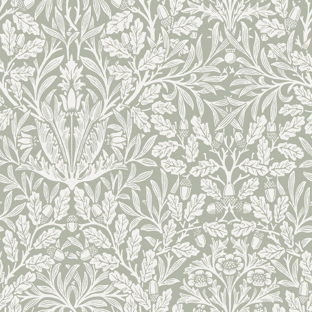 140492 - Acorn Wallpaper - Sage - William Morris