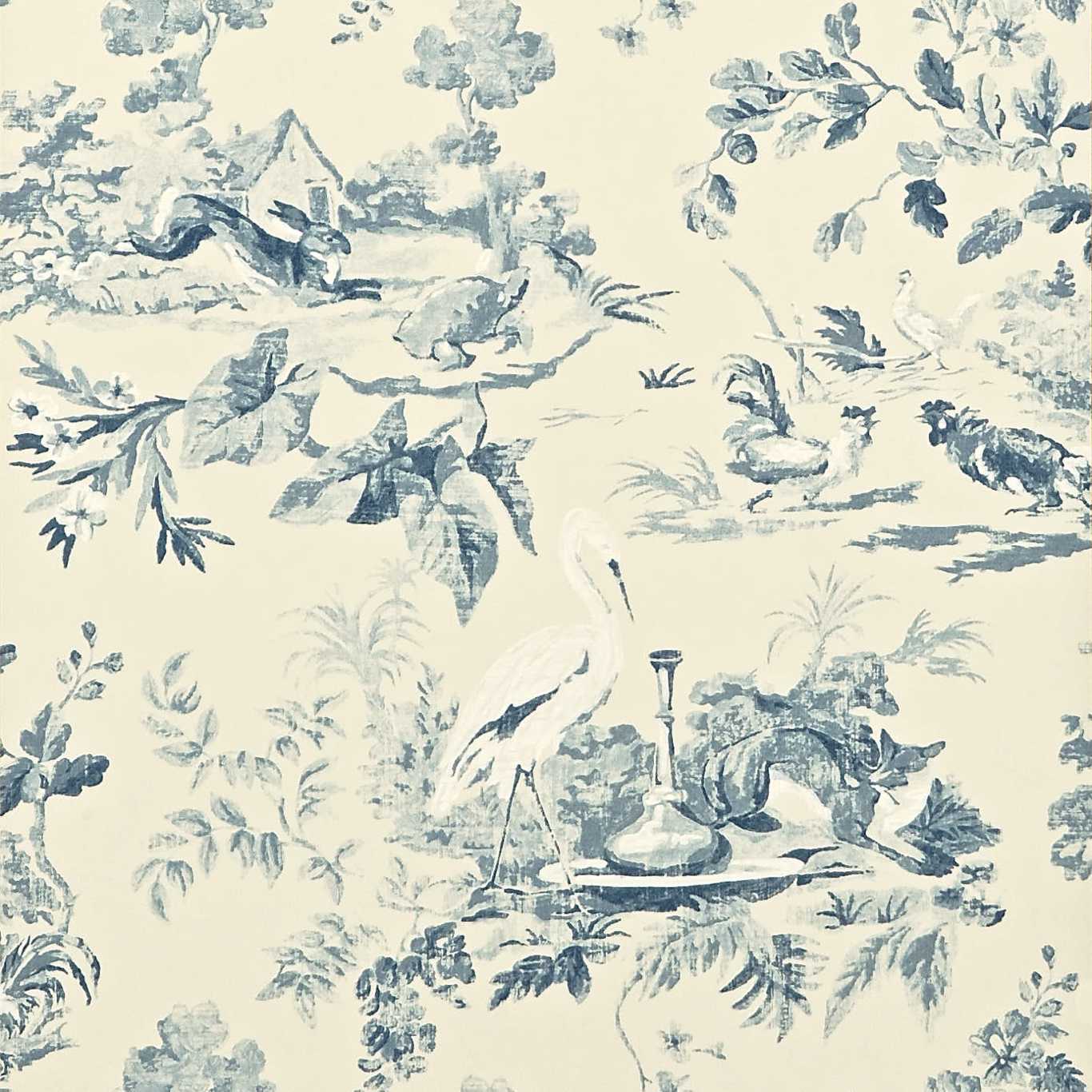 Aesops Fables Wallpaper - Blue - DCAVAE103 - Sanderson - One Sixty - Morris Wallpaper