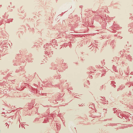 Aesops Fables Wallpaper - Pink - DCAVAE101 - Sanderson - One Sixty - Morris Wallpaper