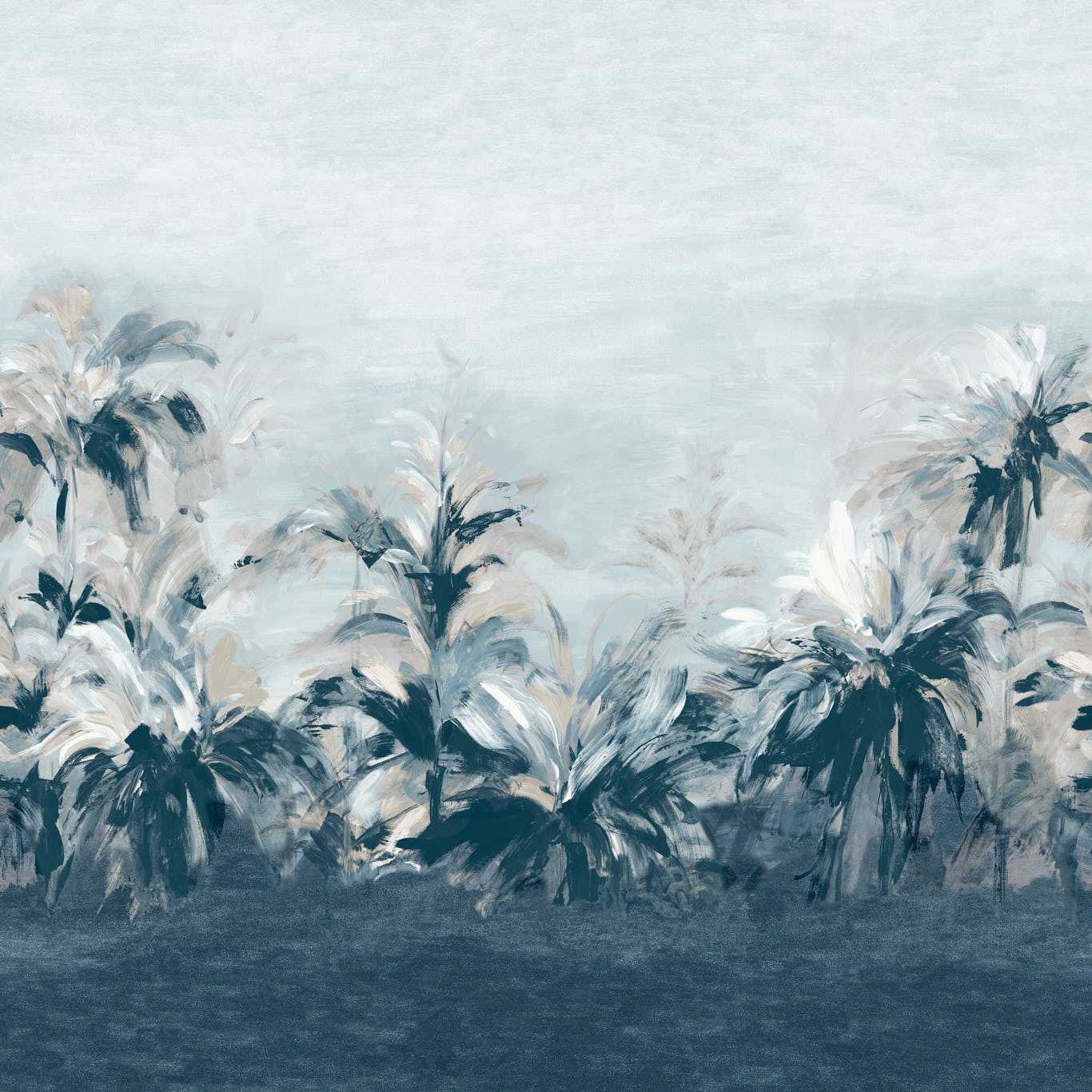 Alberi Wallpaper - Midnight/Linen Banner - Clarke & Clarke - W0176/01 - Morris Wallpaper