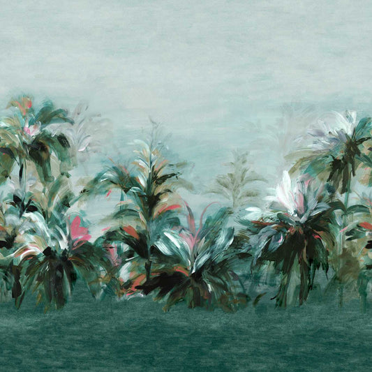 Alberi Wallpaper - Teal/Fuchsia Banner - Clarke & Clarke - W0176/02 - Morris Wallpaper