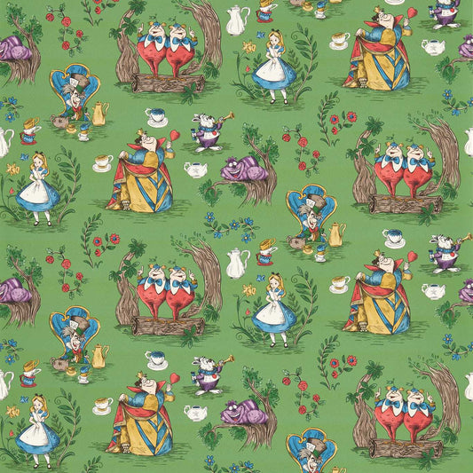 Alice In Wonderland Wallpaper - Gumball Green - DDIW217285 - Sanderson - Disney Home - Morris Wallpaper