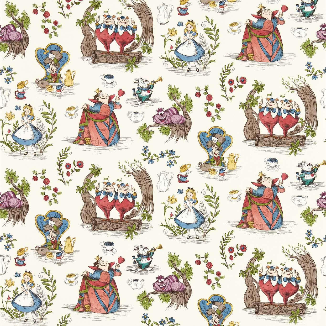 Alice In Wonderland Wallpaper - Hundreds & Thousands - DDIW217287 - Sanderson - Disney Home - Morris Wallpaper