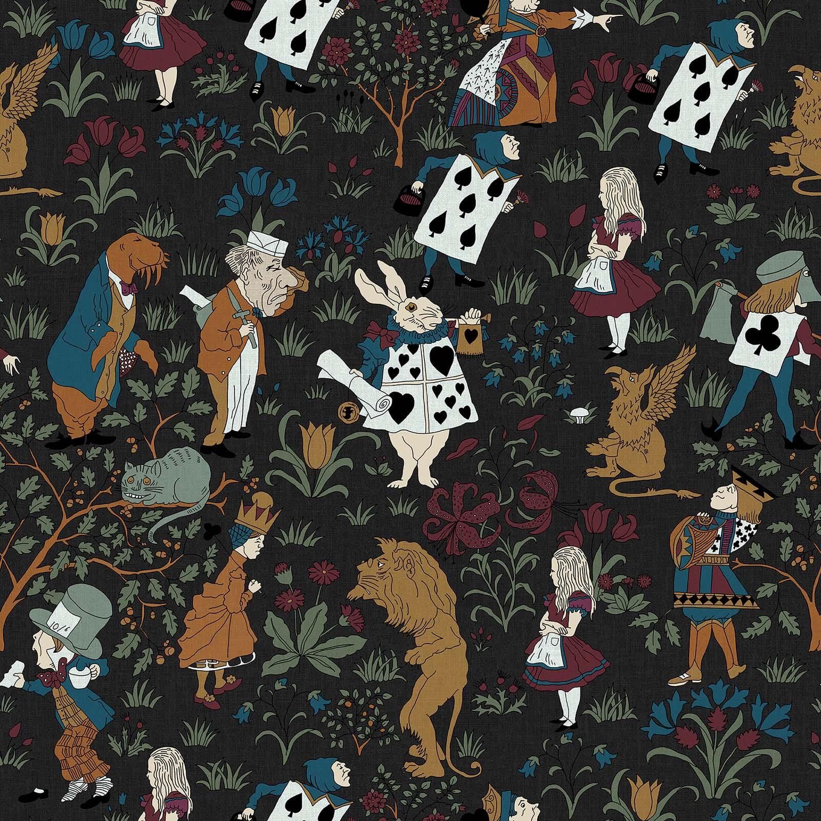 Alice In Wonderland Wallpaper - Noir - House of Hackney - 1-WA-ALI-DI-NOI-XXX - Morris Wallpaper