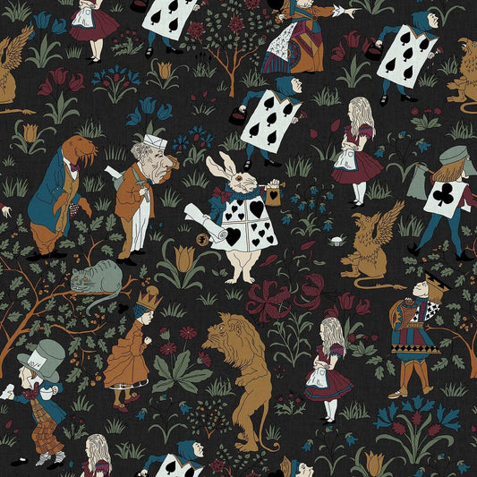 Alice In Wonderland Wallpaper - Noir - House of Hackney - 1-WA-ALI-DI-NOI-XXX - Morris Wallpaper