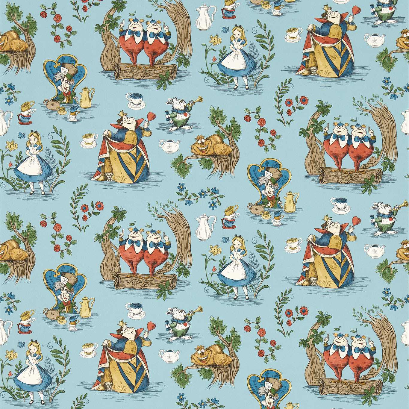 Alice In Wonderland Wallpaper - Puddle Blue - DDIW217286 - Sanderson - Disney Home - Morris Wallpaper
