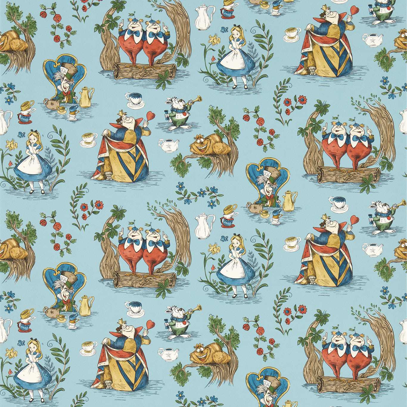 Alice In Wonderland Wallpaper - Puddle Blue - DDIW217286