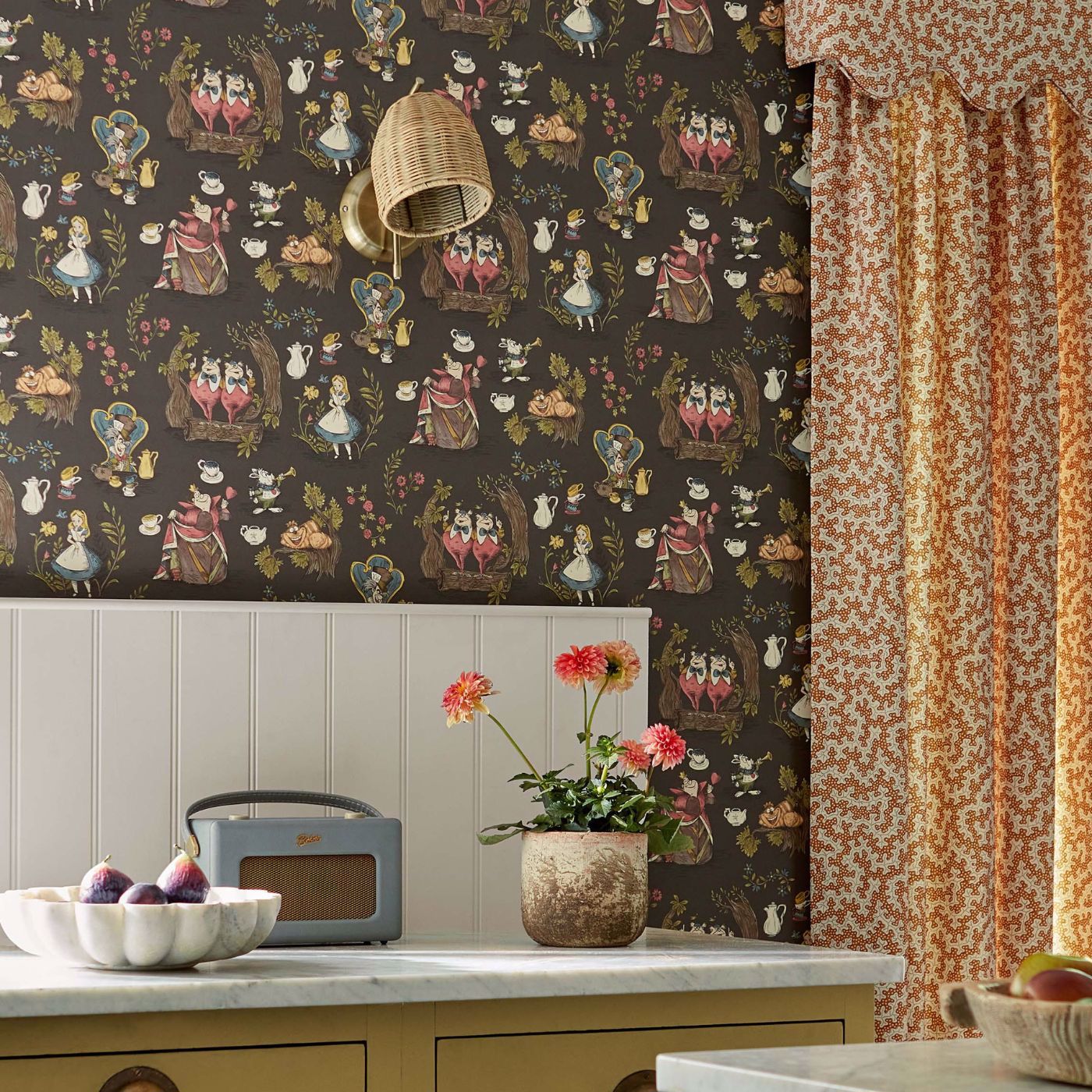 Alice In Wonderland Wallpaper - Puddle Blue - Sanderson - DDIW217286 - Morris Wallpaper