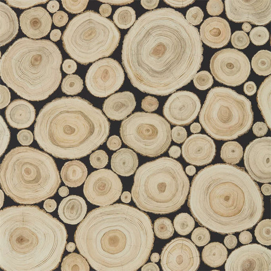 Alnwick Logs Wallpaper - Lacquer Black - DEBB216510