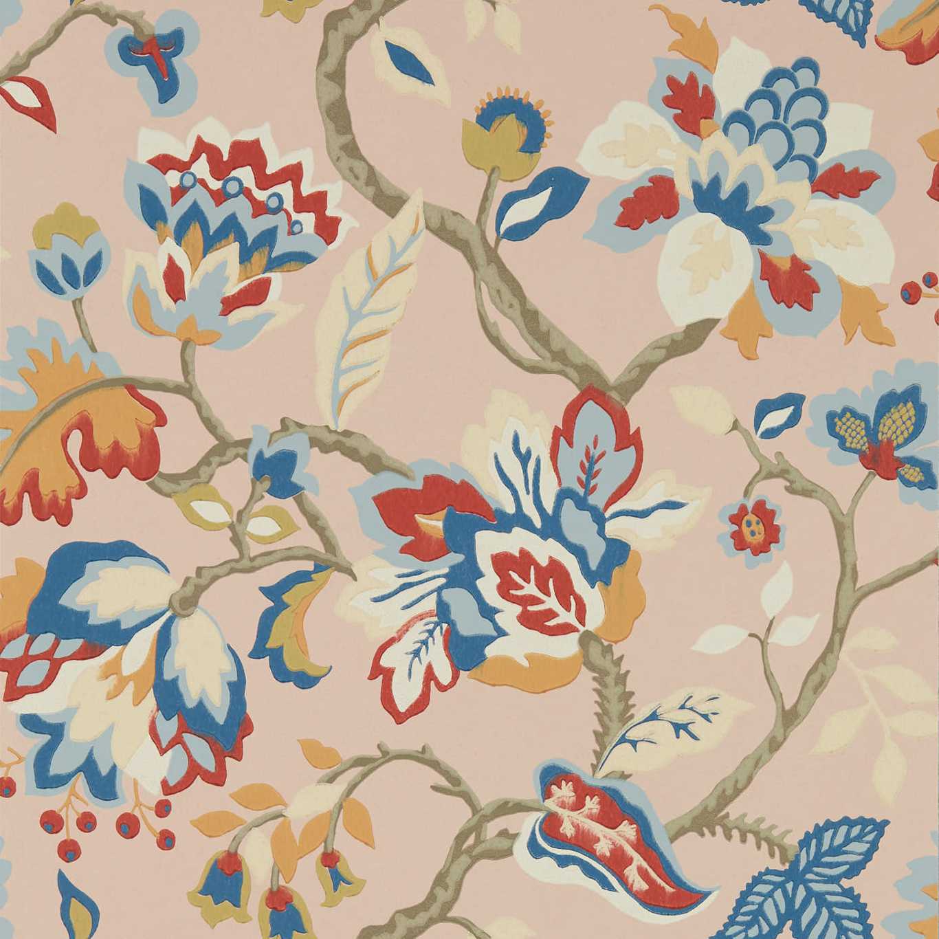 Amanpuri Wallpaper - Salmon/Dove Blue - DOSW217043 - Sanderson - One Sixty - Morris Wallpaper