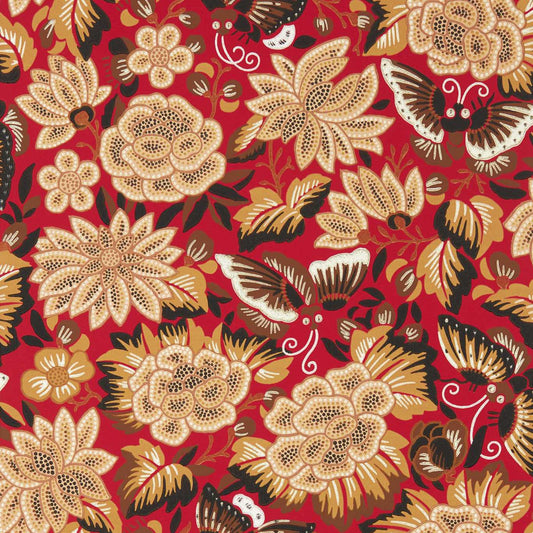 Amara Butterfly Wallpaper - Cinnabar/Ink Black - DWAW217116 - Sanderson - Morris Wallpaper