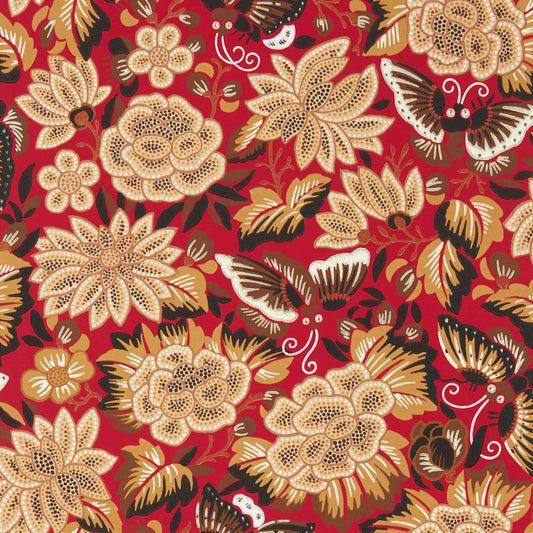 Amara Butterfly Wallpaper - Cinnabar/Ink Black - DWAW217116 - Sanderson