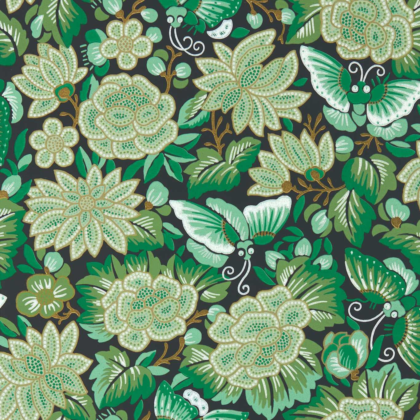 Amara Butterfly Wallpaper - Emerald/Ink Black - DWAW217117