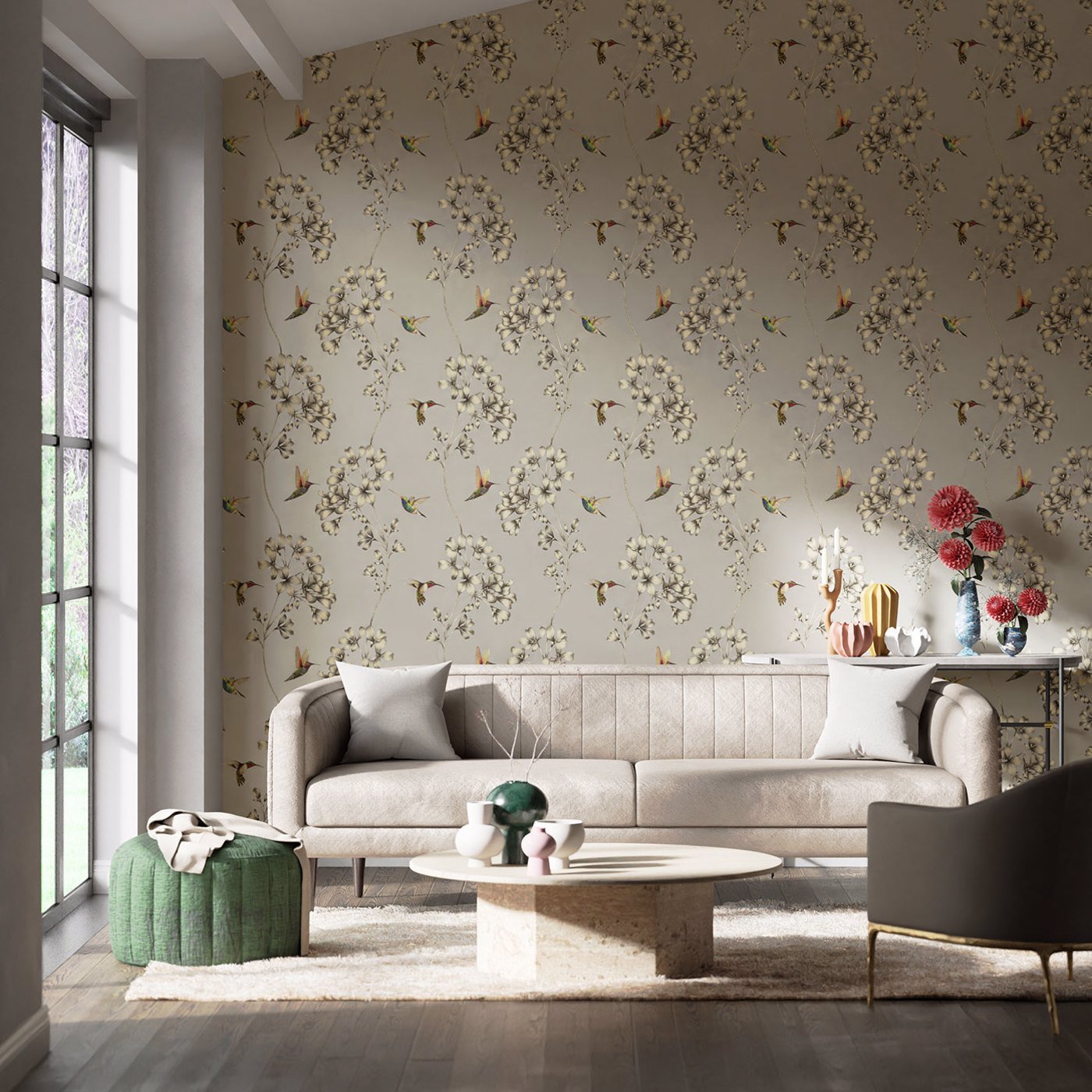 Amazilia Wallpaper - Silver - Harlequin - HAMA111062 - Morris Wallpaper